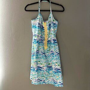 Lilly Pulitzer Alexi Resort White High Tide Toile Zipper Dress